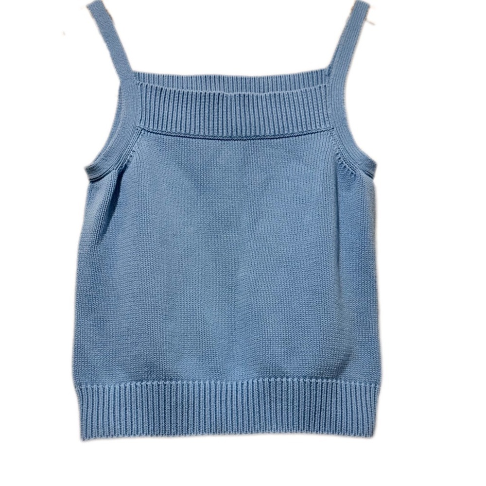 Tommy Hilfiger Light Blue Knit Sweater Tank Top Women’s Large‎ L/G Ribbed Trim